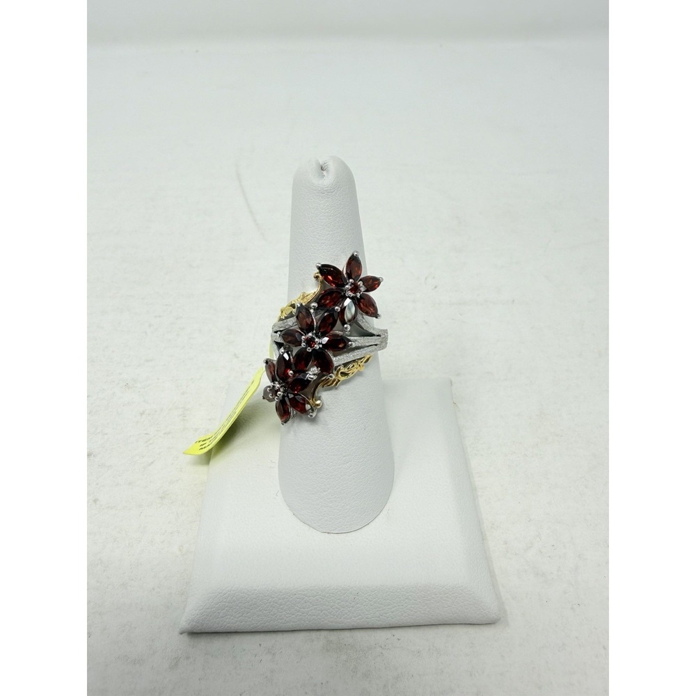 Shop LC Mozambique Garnet 14K YG/Platinum Over Sterling Silver Size 7 Ring 5631
